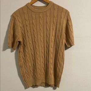 PJ Paul Jones Men's Cable Knit Short Sleeve Sweater - Camel